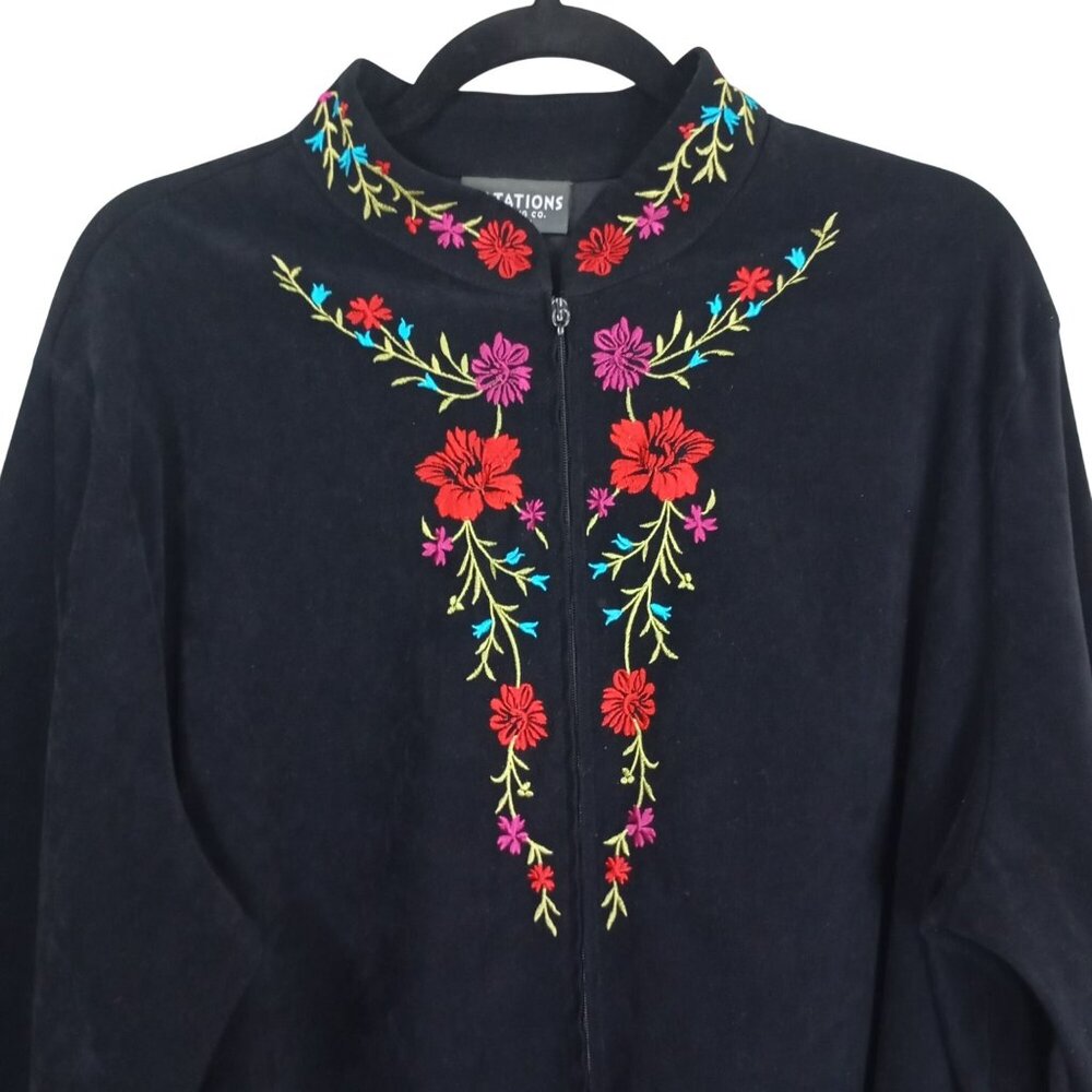 Notations Jacket Floral Embroidery Split Hem Wome… - image 3